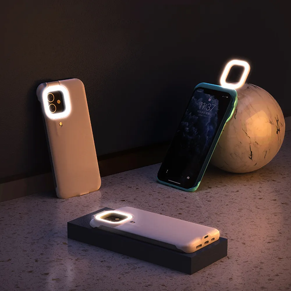 Selfie Ring Light Phone Case Fan Fancy Led Flashinglight Mobile Phone Case With Led Ring Flash Light For Iphone 13 12 14 Pro Max