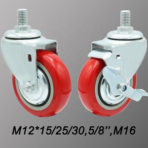 Meistverkaufte Mittelschwere Transportrollen Rote Schwenkbare 3-Zoll-PU-Polyurethan-Schwenkrollen 4-Zoll mit Eisenabdeckung - Product Image 5