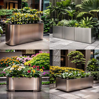 Jardinières rectangulaires modernes en plastique noir pour plantes d'extérieur avec trous de drainage