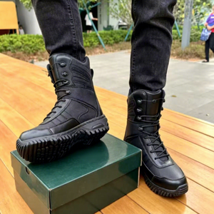 Definite Outdoor Sports Tactical <b>Boots</b> TSB204 Leather Men Black Ankle Outdoor Non Slip <b>Hiking</b> Shoes All Seasons Wearable - Product Image 1