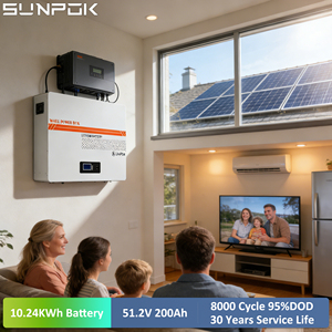 ระบบแบตเตอรี่ลิเธียมโซลาร์เซลล์ SUNPOK Lifepo4 สำหรับบ้าน 48V 51.2V 200ah <span class=keywords><strong>10kw</strong></span> แบตเตอรี่ลิเธียม 10Kwh สำหรับระบบกักเก็บพลังงาน - Product Image 1