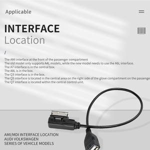 AMI Port Male to USB 2.0 Female Cable for Audi <strong>Audio</strong> Music <strong>Interface</strong> Adapter Compatible AMI Adapter Cable to USB Flash Drive - Product Image 3