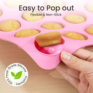 Molde de Silicona para Hornear, Apto para Lavavajillas y Horno, para 24 Mini Cupcakes y Muffins, Resistente a Altas Temperaturas, Utensilio de Cocina - Product Image 4
