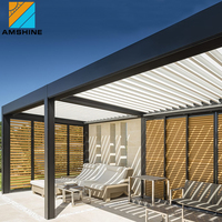 Pergola bioclimatique à toit ouvrant, à lamelles rétractables en aluminium, avec télécommande