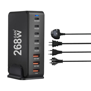 Cargador GaN de escritorio de 268W PD 3,0 Estación de <span class=keywords><strong>carga</strong></span> de múltiples dispositivos Accesorios de <span class=keywords><strong>carga</strong></span> de teléfono para uso de <span class=keywords><strong>base</strong></span> de escritorio - Product Image 3