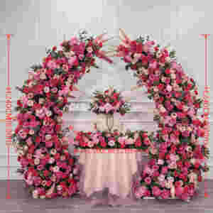 Arche de mariage en fleurs artificielles roses en gros, grandes fleurs en soie de 6-7 pieds, décoration de fond de mariage écologique - Product Image 2