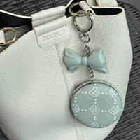 Mini miroir de maquillage Double face Portable nouvelle ancienne fleur en cuir PU pendentif suspendu porte-clés petit sac d'accessoires