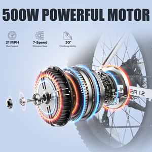 Bicicleta Eléctrica de Montaña con Llantas Anchas, 48V 13AH 500W/750W, Pantalla LCD Multimodo, Luces LED Deportivas, Disponible en EE. UU. - Product Image 4