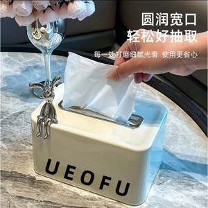 Boîte à mouchoirs en céramique Ueofu avec motif de lapin pour une utilisation sur le bureau - Product Image 4