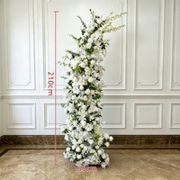 Arche de mariage en fleurs artificielles en soie blanche, rose, faite à la main, pour mariage et décoration, arche en forme de corne, fleurs de fond, décoration de mariage
