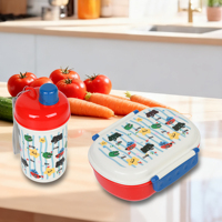 Boîte à lunch bento pour enfants avec 2 compartiments, boîte à lunch pour filles et garçons, bouteille d'eau en plastique, ensemble d'ustensiles pour les enfants de 3 à 12 ans, retour à l'école