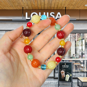 Colorful Beaded <b>Bracelet</b> Plastic Resin <b>Ball</b> Shape Multicolor Jewelry For Women Fashion Accessory Summer 2023 - Product Image 4