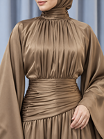 EVE013 Robe longue en satin de haute qualité à manches chauve-souris, vêtements musulmans islamiques haut de gamme, hijabs, style décontracté, quotidien