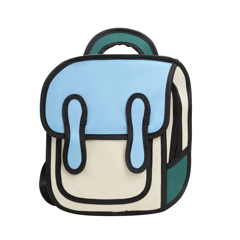 Mochila escolar de cómic estereoscópica 3D personalizada, bonita mochila de dibujos animados con forma de dibujo en 2d, mochila de hombro de papel, mochila para niños y niñas