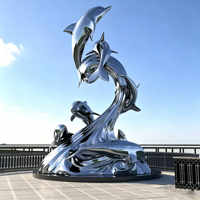 Patung Paus Modern Kustom dari Baja Tahan Karat, Patung Hewan Laut Logam Besar dengan Lapisan Cermin untuk Dekorasi Taman, Tepi Pantai, dan Lanskap Air
