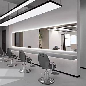 Hairdresser's Wall-Mounted Single-Sided Mirror Station with Dimmable LED Light for <b>Salon</b> Simple Design - Product Image 1