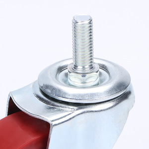 3 Inch Pu Swivel Caster Wheel Screw Rod Type <b>Maroon</b> Firm Wear Resistance 2.0 Mm <b>Top</b> Plate - Product Image 1