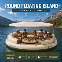 Plateforme aquatique gonflable commerciale avec ombrage, sièges-canapés, marchepied et pont ouvert pour lac, plage et location