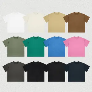 Huili Oem yeni stil yaz Unisex 270 Gsm ağır boy T Shirt özel yıkanmış erkekler 100% pamuk boş düz T Shirt