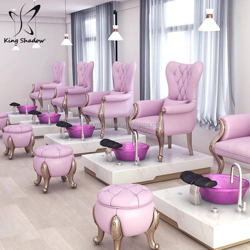 Cheap Price Luxury Wholesale Modern BeautyピンクNail Salon Discharge Pump Pipeless Whirlpool Foot Spa Manicure Pedicure Chair