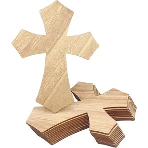 12 Inch 12 Pack Wood Cross Unfinished Wooden Crosses For Crafts Blank Wood Cross For Wall Decor DIY Project