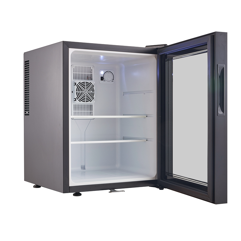 Мини-холодильник на 40 л, стеклянная дверь, черный холодильник для отеля