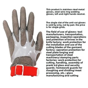 Gants <span class=keywords><strong>de</strong></span> sécurité industrielle anti-coupure en fil d'acier inoxydable <span class=keywords><strong>de</strong></span> grade 9 316 avec anneau en acier maillé métallique pour la protection au travail - Product Image 4
