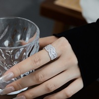 Dylam Offre Spéciale Luxe Punk Hip Hop Cubain Cz Zircon Cubique Zircone Bague Fine Jewelry S925 Sterling Silver Diamond Rings For Women