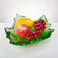 Plateau à fruits en cristal K9 de qualité supérieure, feuille d'érable, verre transparent vert, plateau décoratif pour collations, décoration de table à domicile, cadeau d'affaires pour mariage