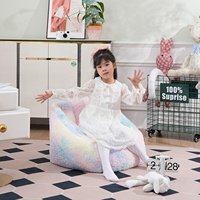 Petit canapé en tissu pour enfants, motif tie-dye arc-en-ciel, mignon, léger, style princesse, avec accoudoirs coquillage, une place