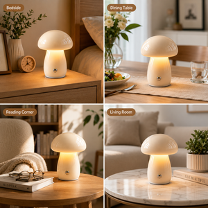 Lámpara de Mesa Recargable con Forma de Hongo, Mini Lámpara LED Inalámbrica con Interruptor Táctil, Luz Ambiental Decorativa para Comedor y Dormitorio - Product Image 5