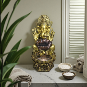 Cascade de table Feng Shui avec <span class=keywords><strong>Bouddha</strong></span> et Dieu Éléphant Hindou - Mini paysage en résine artisanal <span class=keywords><strong>pour</strong></span> la richesse et la sagesse - Product Image 4