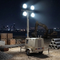 Tour d'éclairage mobile silencieuse Liondi Custom 9M montée sur remorque pour l'éclairage nocturne extérieur