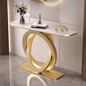 Italian Luxury Modern Entry Corridor Wall Simple Semi-Circular End View Platform Chinese Iron Art Xuanguan Rock Coffee <strong>Table</strong> - Product Image 1