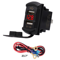 Prise de chargeur USB double 4,2A de type interrupteur à bascule avec voltmètre pour camping-car, remorque, fourgonnette, voiture, bateau, voiturette de golf