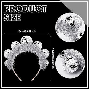 Vente flash - <span class=keywords><strong>Bandeau</strong></span> boule disco argentée - Accessoire de costume disco des années <span class=keywords><strong>70</strong></span> - Décoration de fête d'anniversaire disco pour femmes et filles - Product Image 3