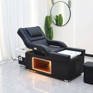 Black leather massage <b>bed</b>, Thai-style beauty head spa shampoo <b>bed</b> and chair, suitable for salons - Product Image 3