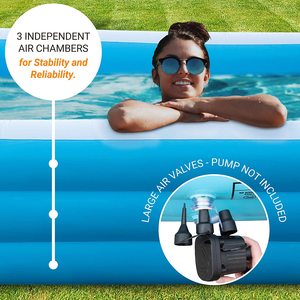 Outdoor Inflatable Swimming <strong>Pool</strong> Full-Sized Above <strong>Ground</strong> Kiddle Family Lounge <strong>Pool</strong> for Adult, Kids, Toddlers, Blue - Product Image 6