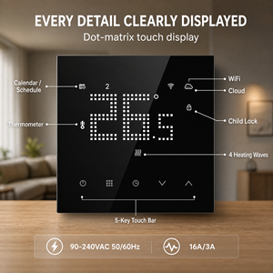 <span class=keywords><strong>Termostato</strong></span> Intelligente WiFi HY531B con Schermo Touch, Programmabile 7 Giorni, Sensore NTC, 16A/3A 90-240VAC, Nero/Bianco, <span class=keywords><strong>per</strong></span> <span class=keywords><strong>Riscaldamento</strong></span> Domestico - Product Image 4