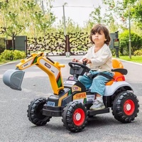 Jouet de voiture d'excavatrice électrique pour enfants, à monter soi-même, télécommande, alimenté par batterie, en plastique, pour garçons, 3-6 ans, blanc jaune, 6 roues