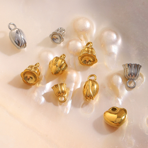 Dreamidea bunga lonceng emas & Perak & Set pesona hati desain metalik minimalis untuk perhiasan halus & Hadiah - Product Image 1