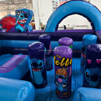 Parcours d'obstacles gonflable commercial Lilo et S Titch Carton Kid Jumping Castle avec toboggan Combo Bouncy Castle House Playground