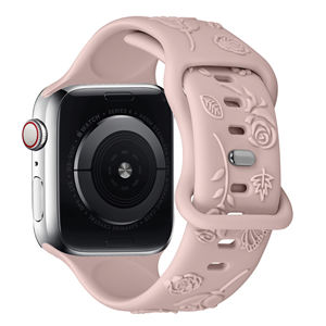 RYB Fancy <span class=keywords><strong>Bracelet</strong></span> de montre en silicone gravé fleur respectueux de la peau pour <span class=keywords><strong>Apple</strong></span> <span class=keywords><strong>Watch</strong></span> Series 8 7 SE Ultra 49mm 45mm 41mm - Product Image 6
