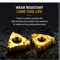 Hongpei 16ER14W-TC GM3325 Inserto de Torneado CNC Triangular de Carburo con Recubrimiento PVD AlTiN, Herramienta de Roscado Whitworth HRC40-50 para Carbono