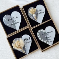 Ensemble porte-clés et aimant de réfrigérateur en forme de cœur de fleur de perle, cadeau souvenir pour mariage, fiançailles, célébration, cadeaux pour invités