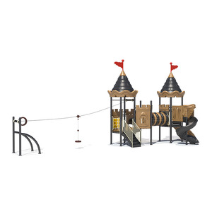 Équipement de terrain de jeu extérieur pour enfants <span class=keywords><strong>tyrolienne</strong></span> en plastique grand toboggan escalade et balançoire pour <span class=keywords><strong>jardin</strong></span> école aéroport-parc d'attractions amusant en vente - Product Image 1