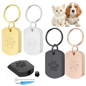 犬用猫用ステンレス鋼環境にやさしいpawプリント壷ペンダントペット灰キーチェーンタグキーリング - Product Image 1
