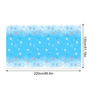 Huancai-cubierta de mesa de PE con copos de nieve de Navidad, decoración de fiesta, 130x220cm, mantel de plástico para el invierno, suministros de fiesta del país de las Maravillas - Product Image 2