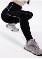 Pantalon de yoga taille haute côtelé en Spandex/Nylon, color-block, grande taille, longueur intégrale, pour femme, idéal pour la course et le fitness – Meilleures ventes