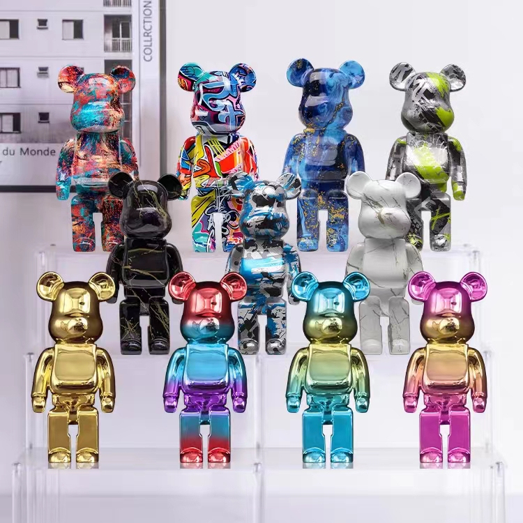 HDSLURIO Bearbrick 400% Poupée Ours Violent Jouet Cadeaux 28 cm/11 Pouces Vitrine Ornement (Rose